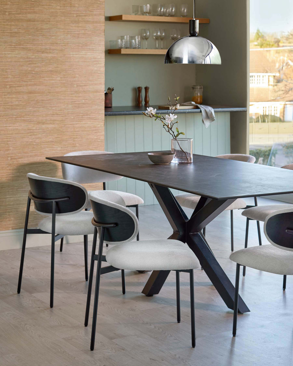 Cree cream chenille dining chair