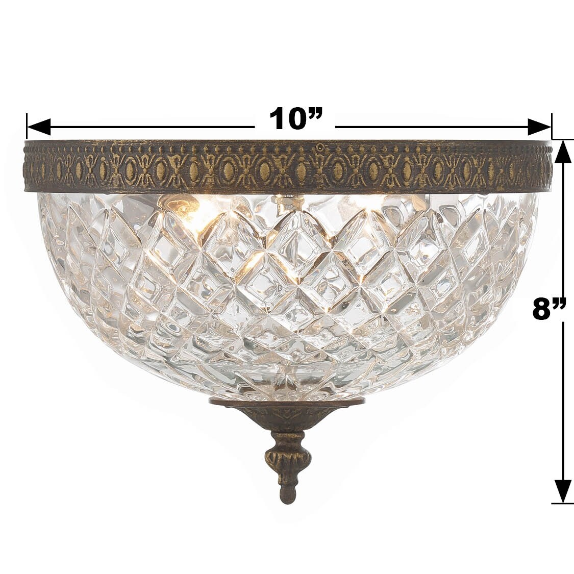 Crystorama 2 Light Crystal Flush Mount - 10W x 8H x 10D