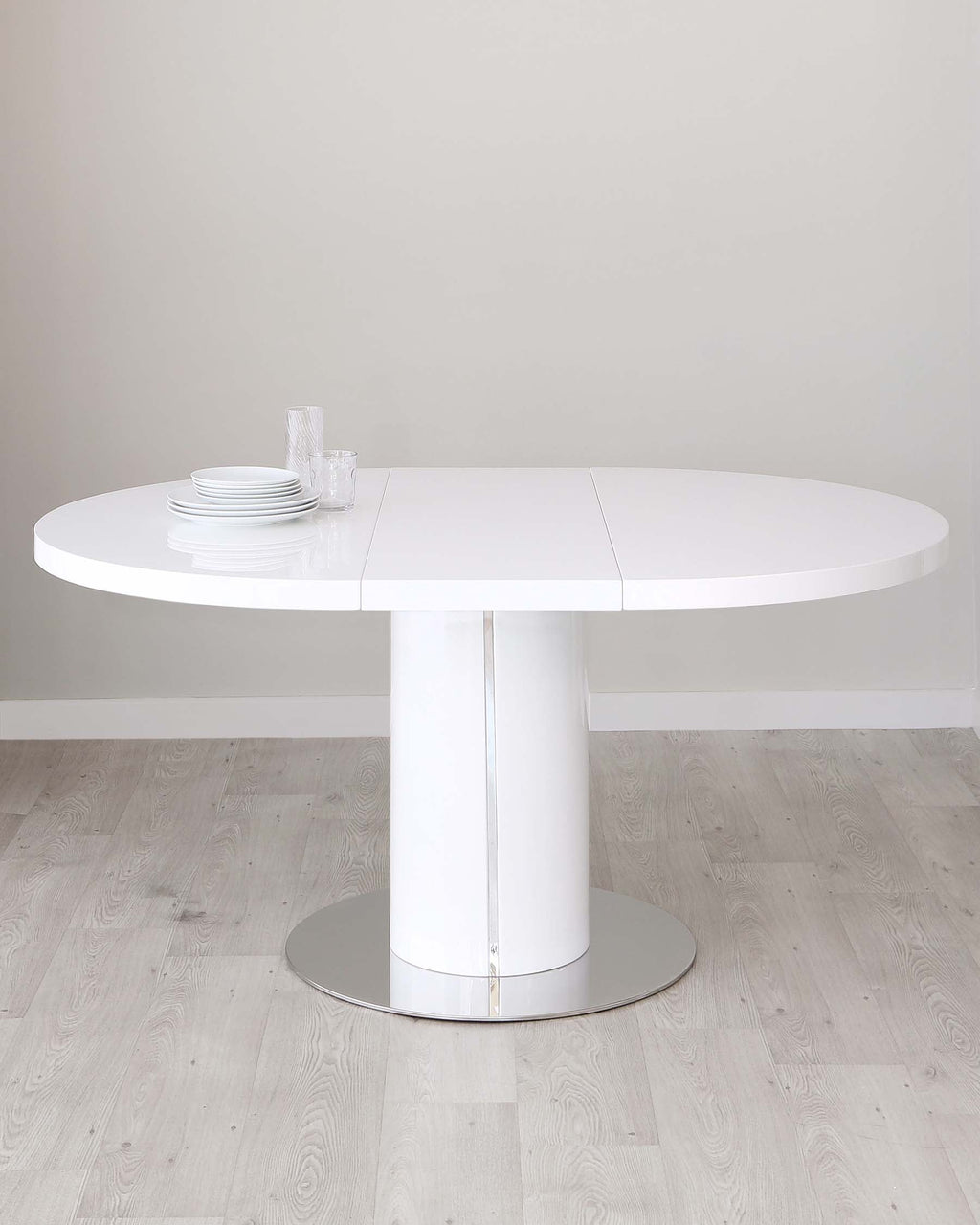 Curva White Gloss Round Extending 4 To 6 Seater Dining Table