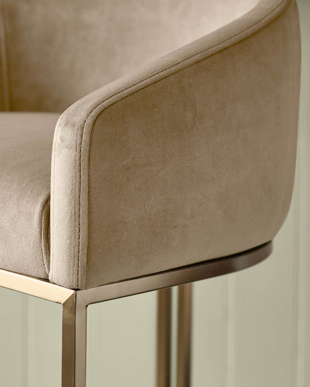 Dakota Champagne Velvet & Brass Bar stool
