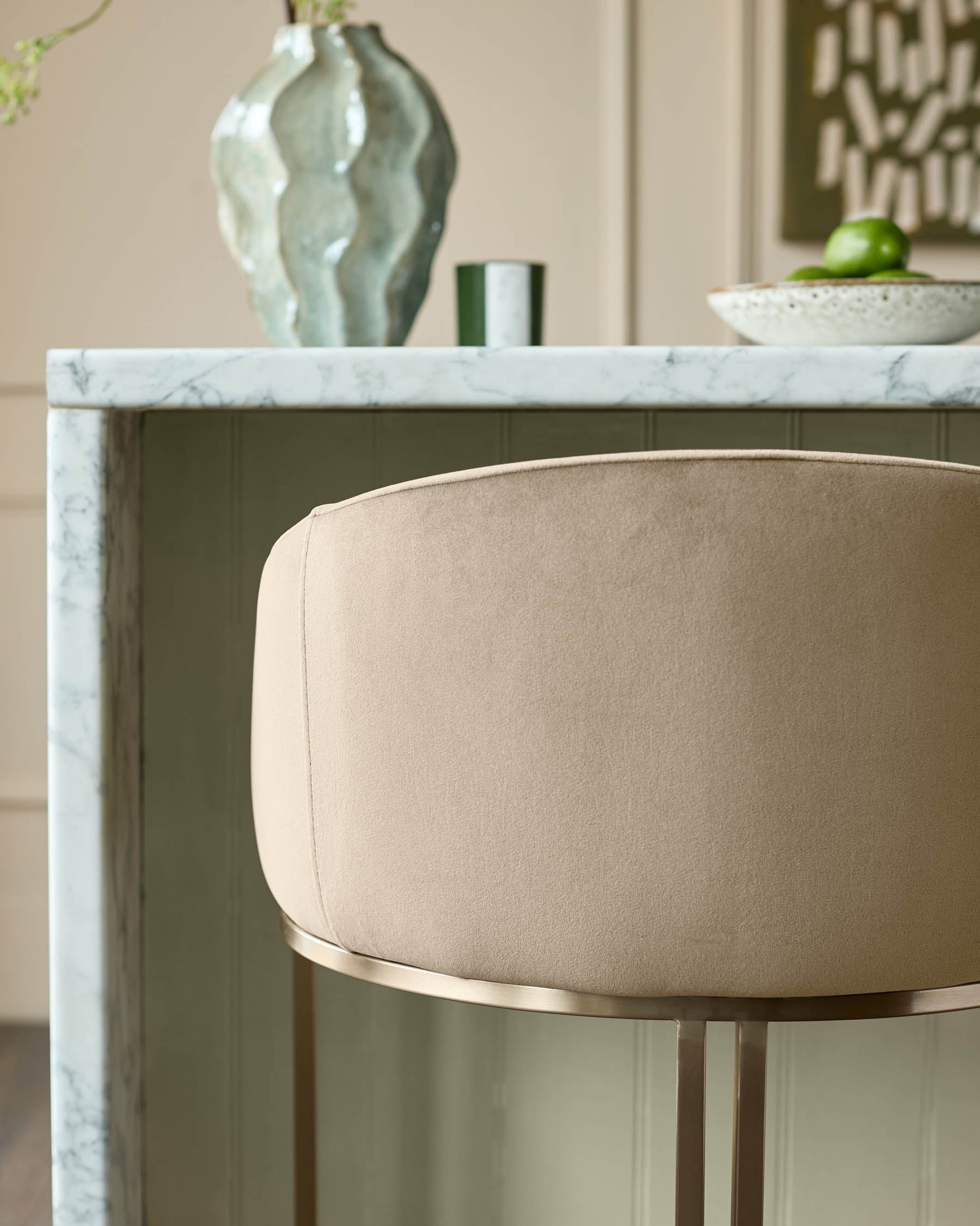 Dakota Champagne Velvet & Brass Bar stool