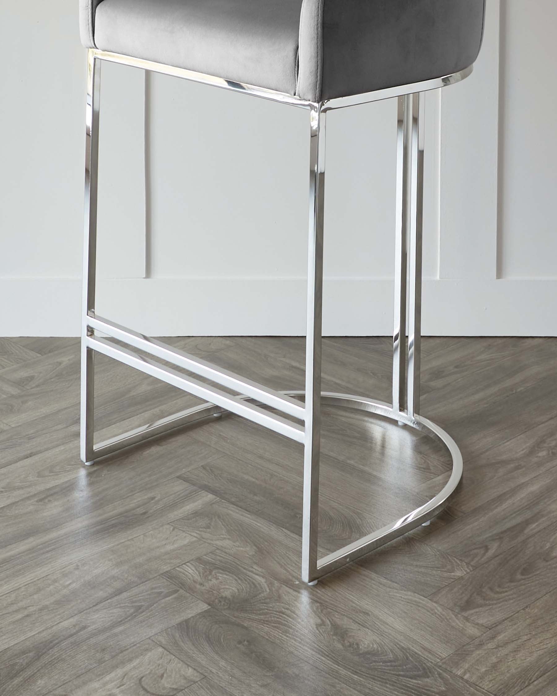 Dakota Dark Grey Velvet and Stainless Steel Bar Stool