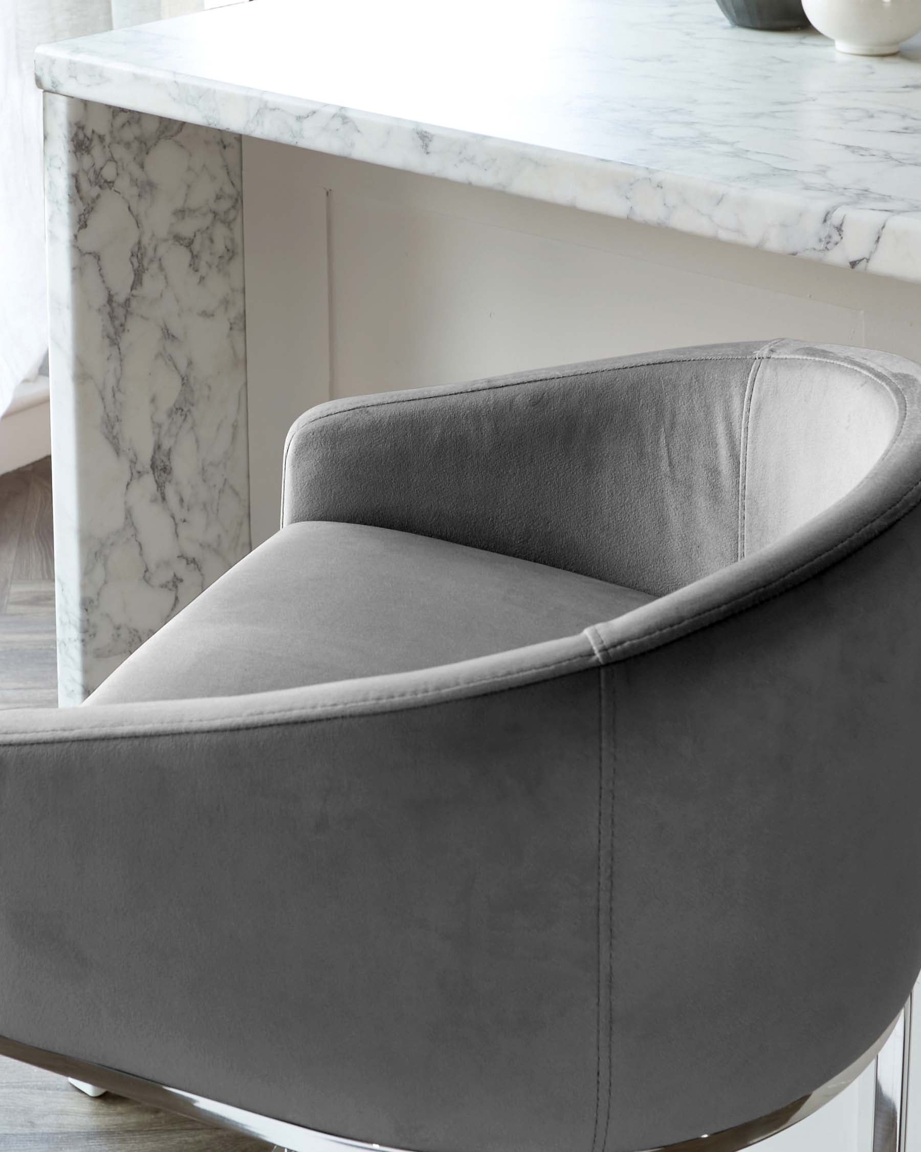 Dakota Dark Grey Velvet and Stainless Steel Bar Stool