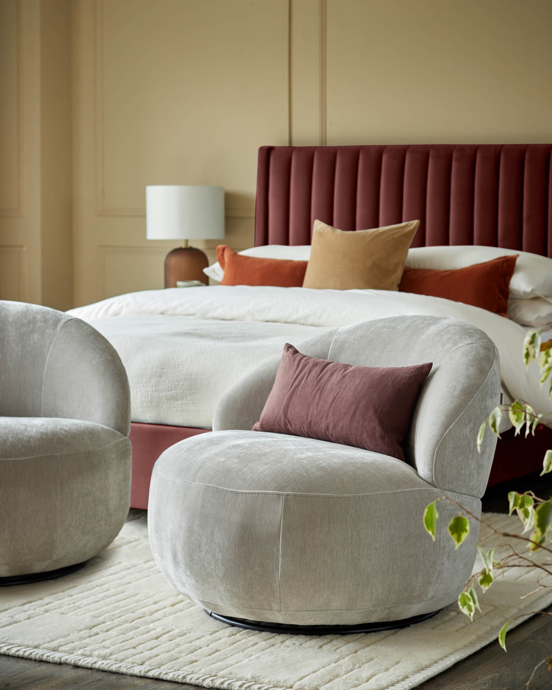 Daphne Light Grey Fabric Swivel Accent Chair