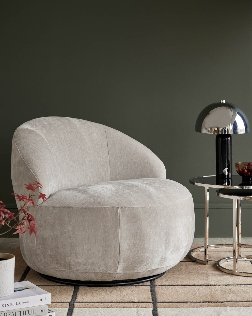 Daphne Light Grey Fabric Swivel Accent Chair