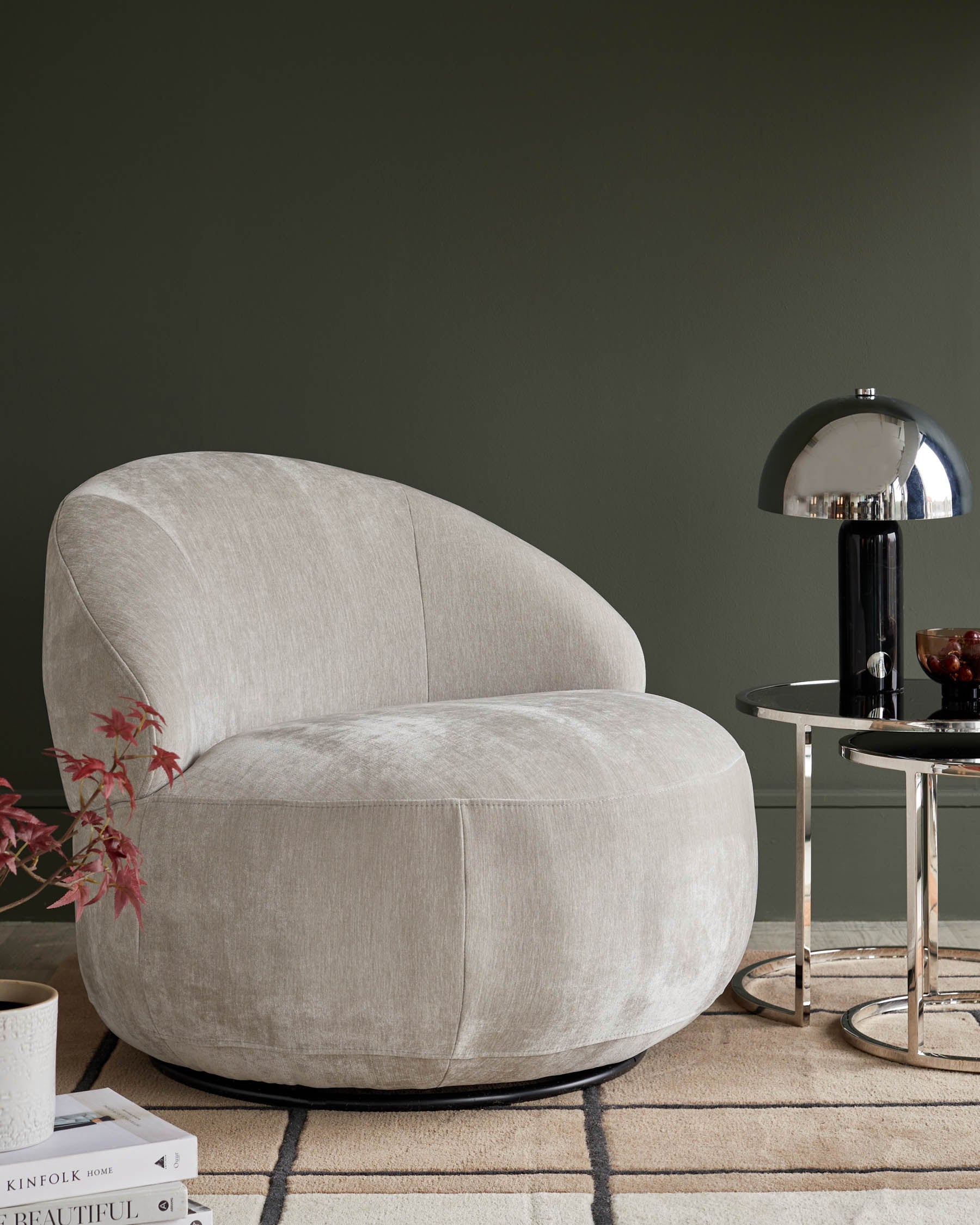 Daphne Light Grey Fabric Swivel Accent Chair