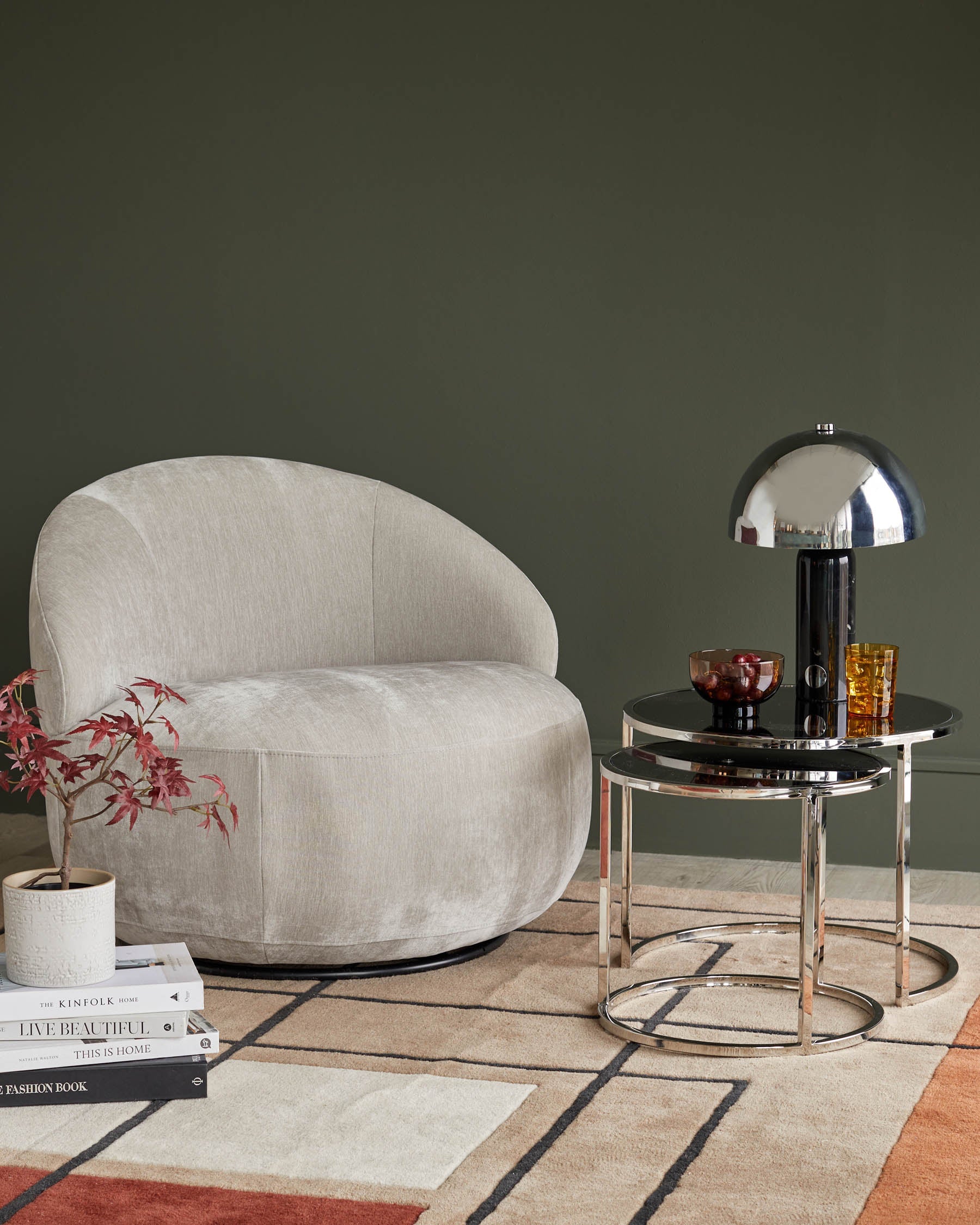 Daphne Light Grey Fabric Swivel Accent Chair