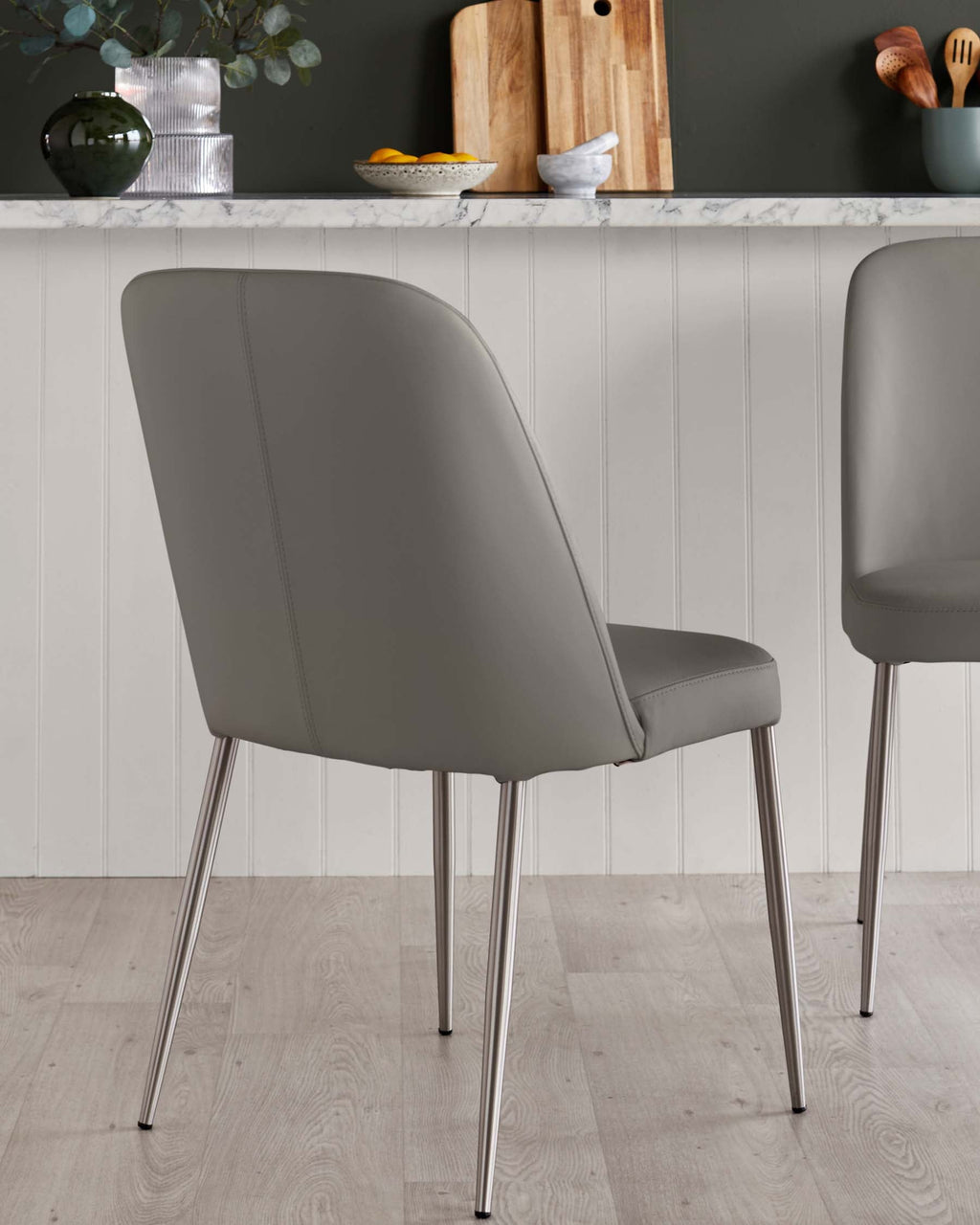 Deco Dark Grey Leather Dining Chair