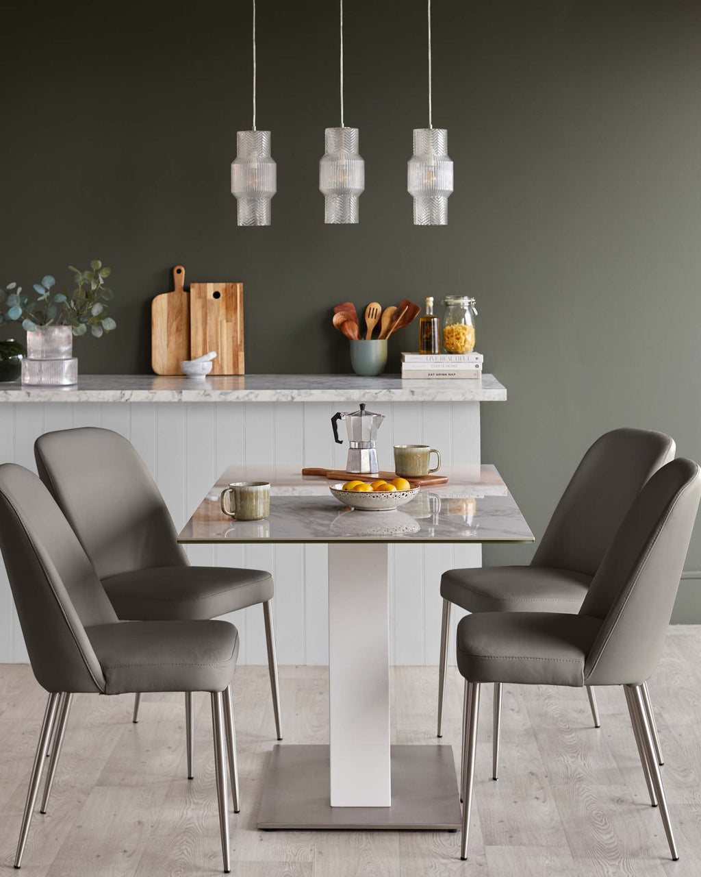 Deco Dark Grey Leather Dining Chair