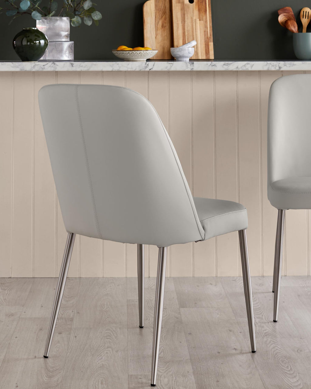 Deco Light Grey Leather Dining Chair