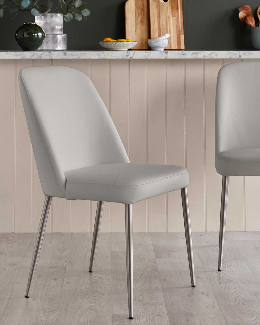 Deco Light Grey Leather Dining Chair