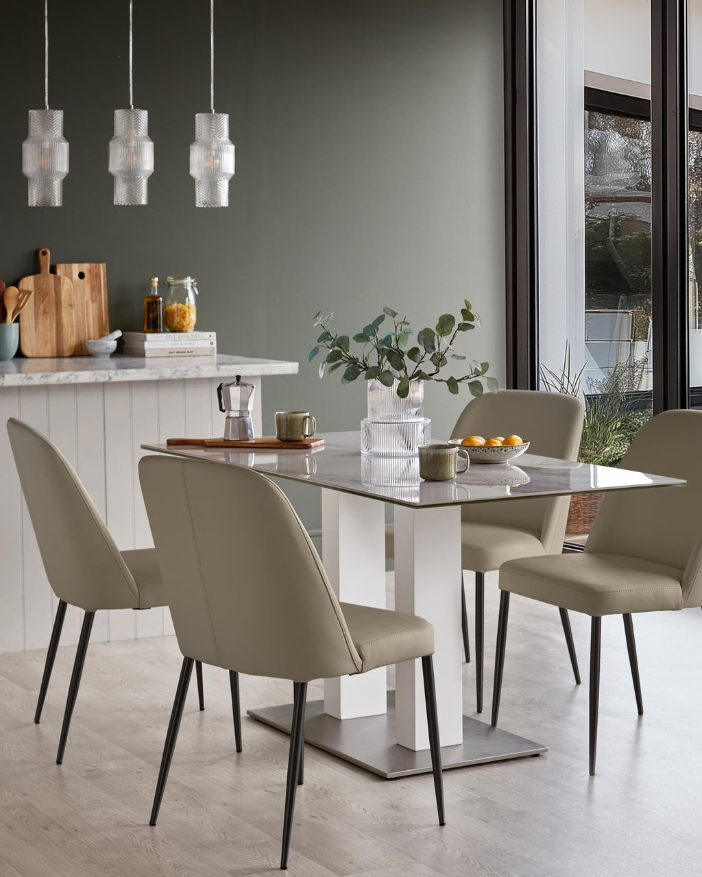 Deco natural leather dining chair