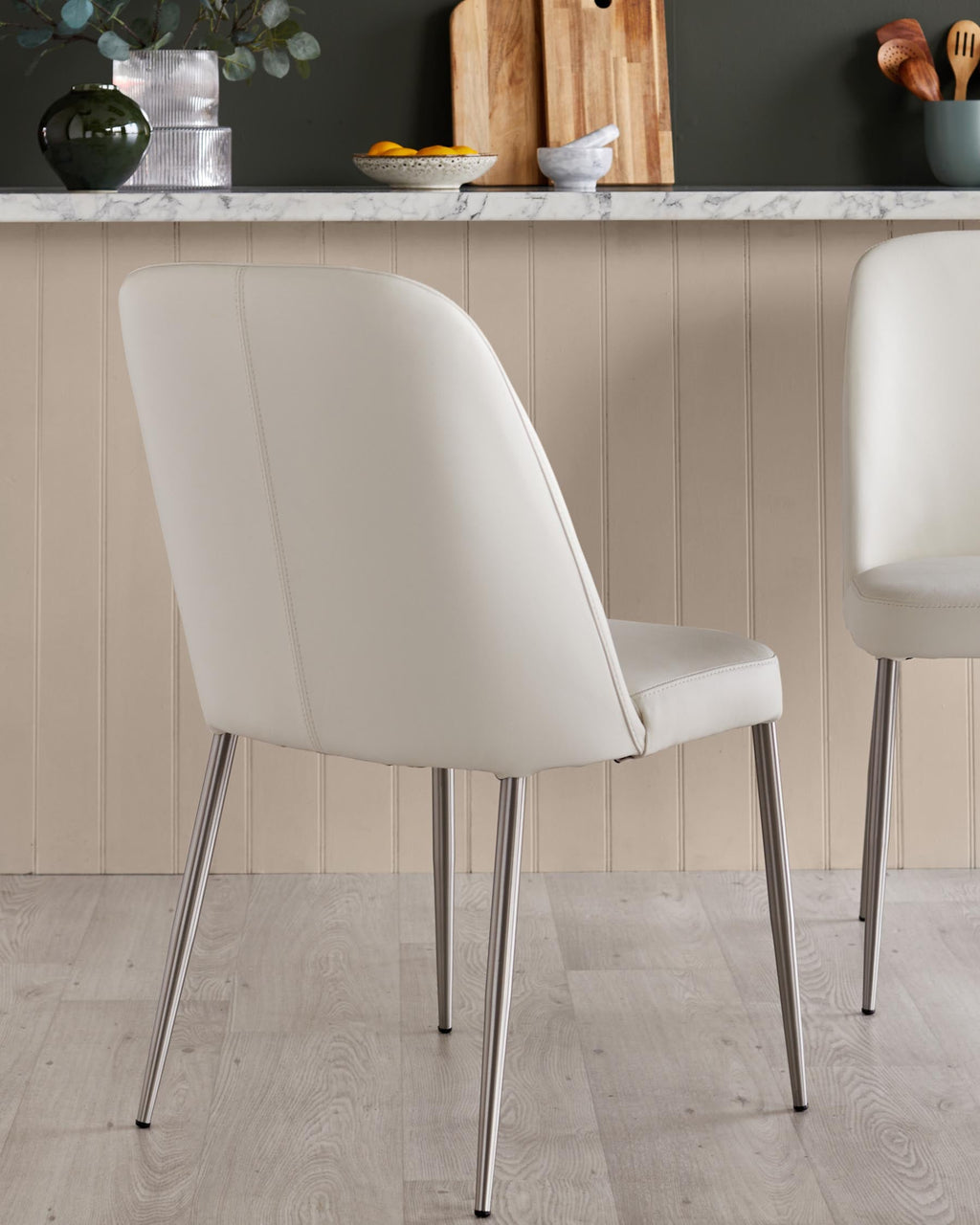 Deco White Leather Dining Chair