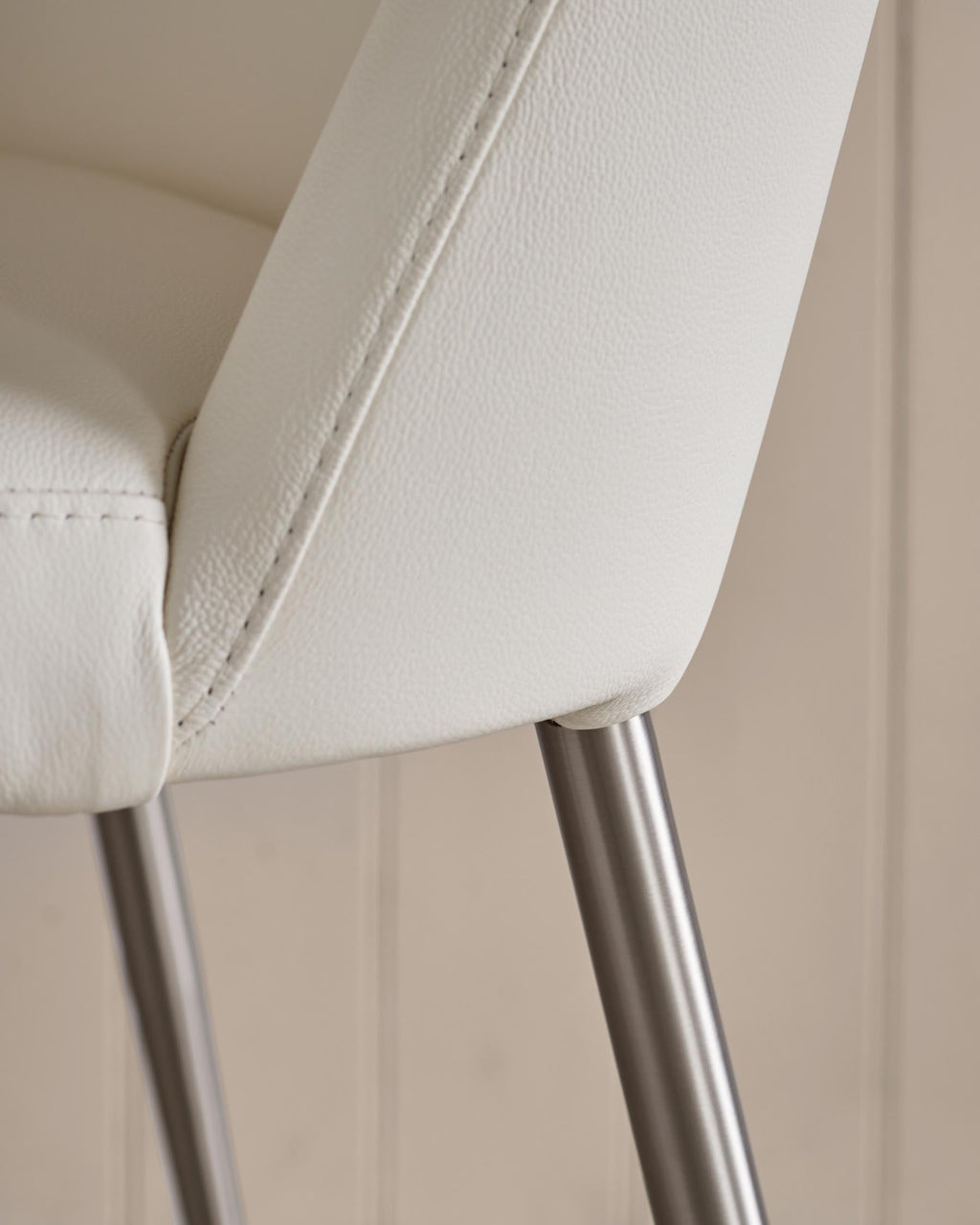 Deco White Leather Dining Chair