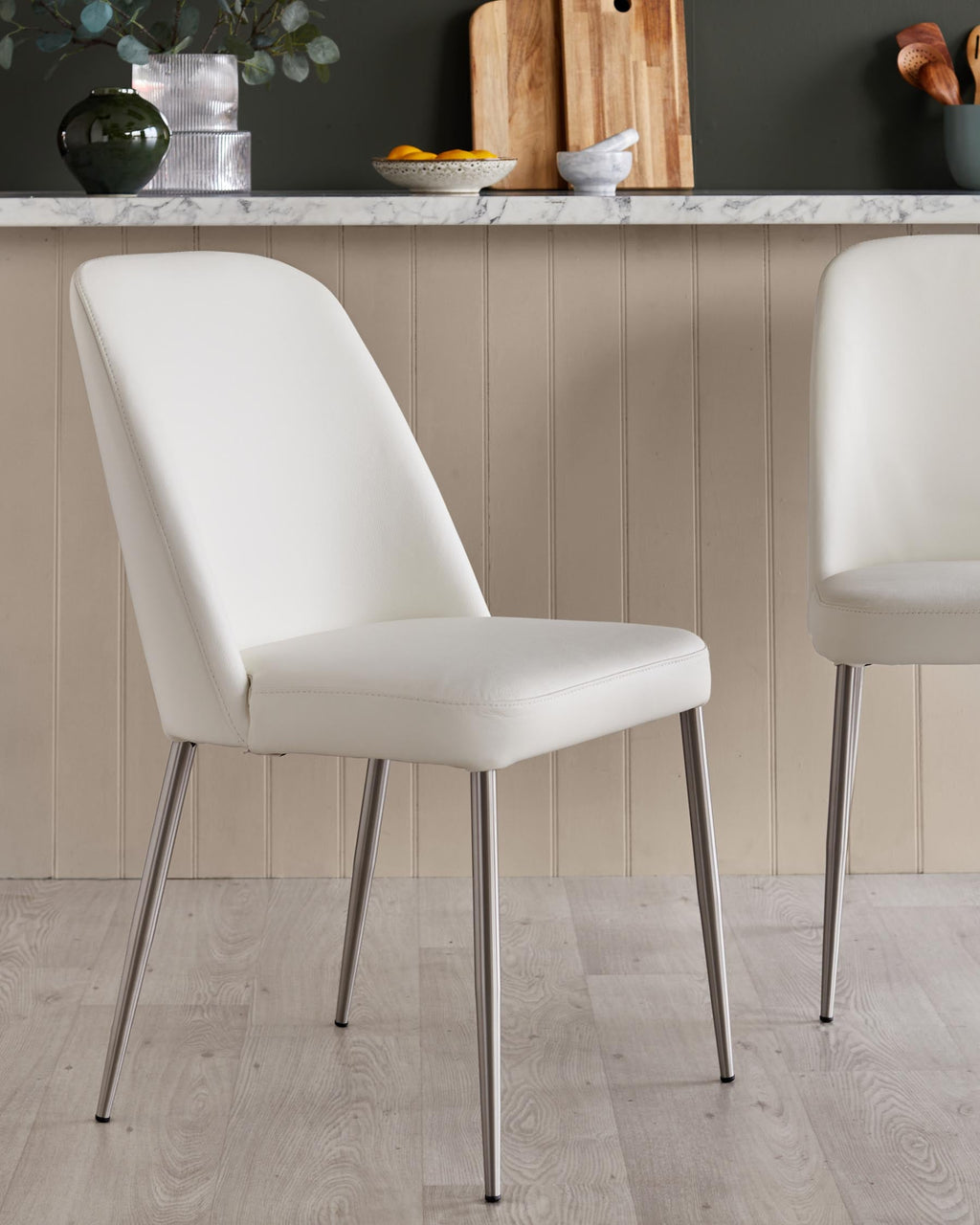 Deco White Leather Dining Chair