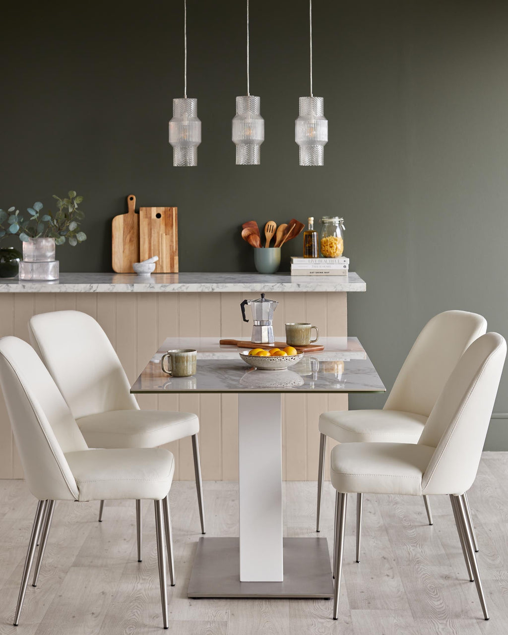 Deco White Leather Dining Chair