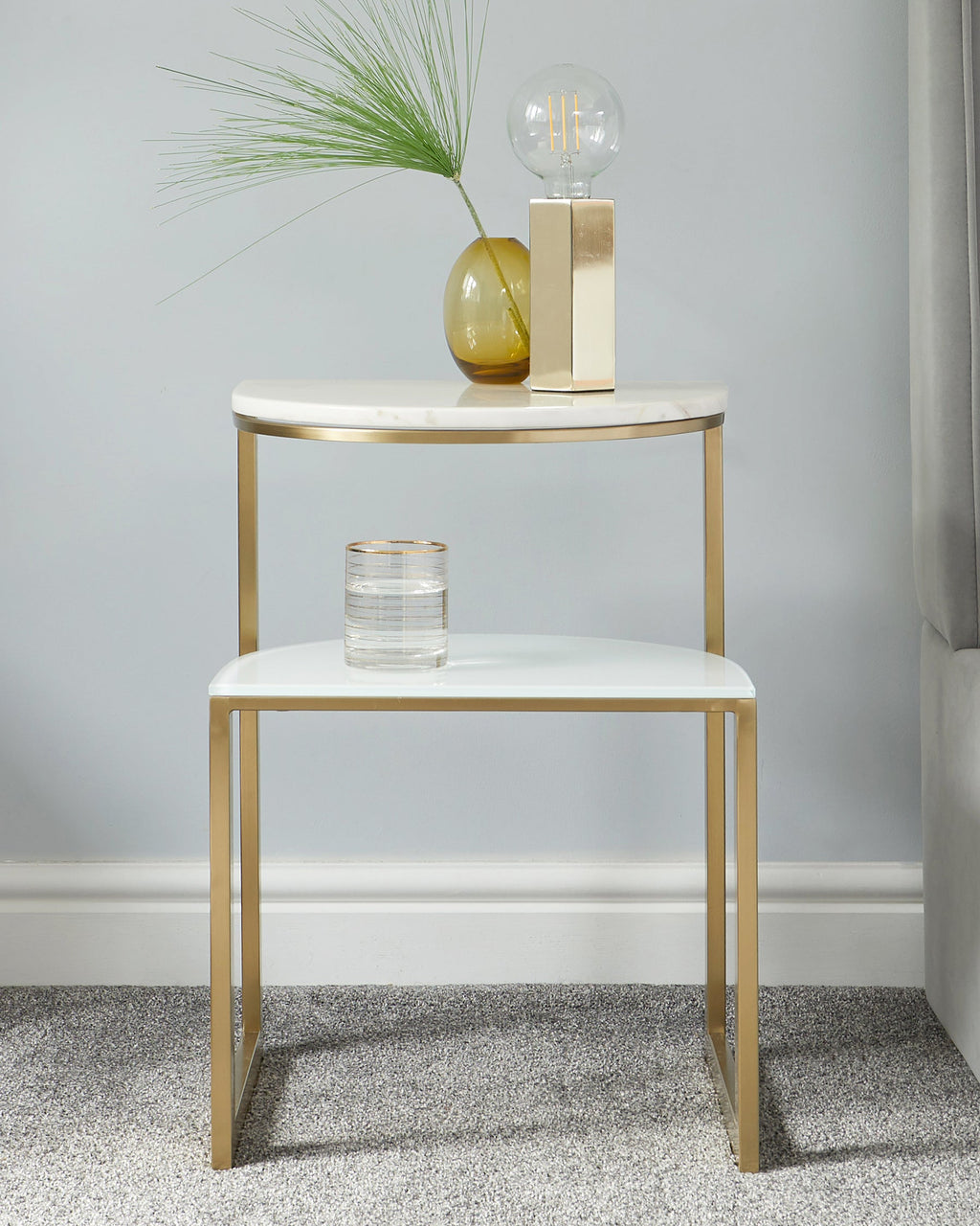 Demi white marble side table