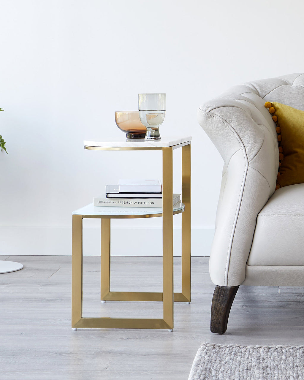 Demi white marble side table