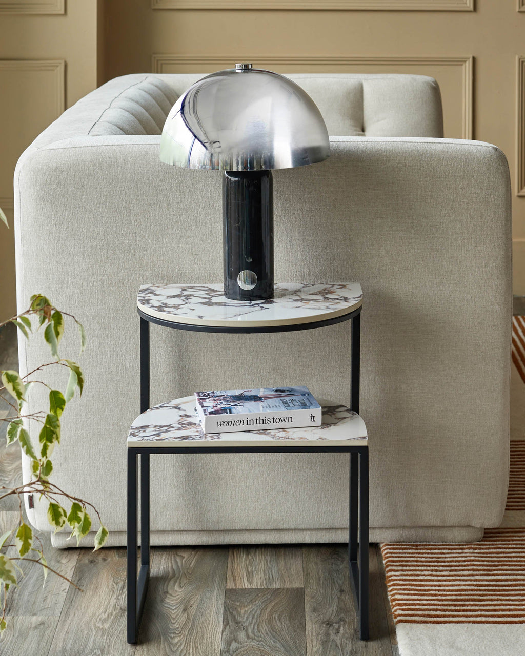 Demi white calacatta ceramic side table