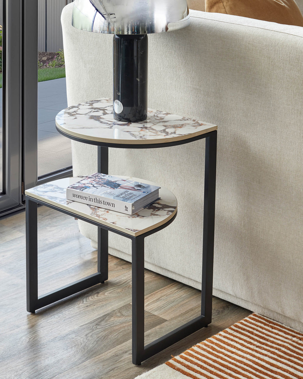 Demi white calacatta ceramic side table