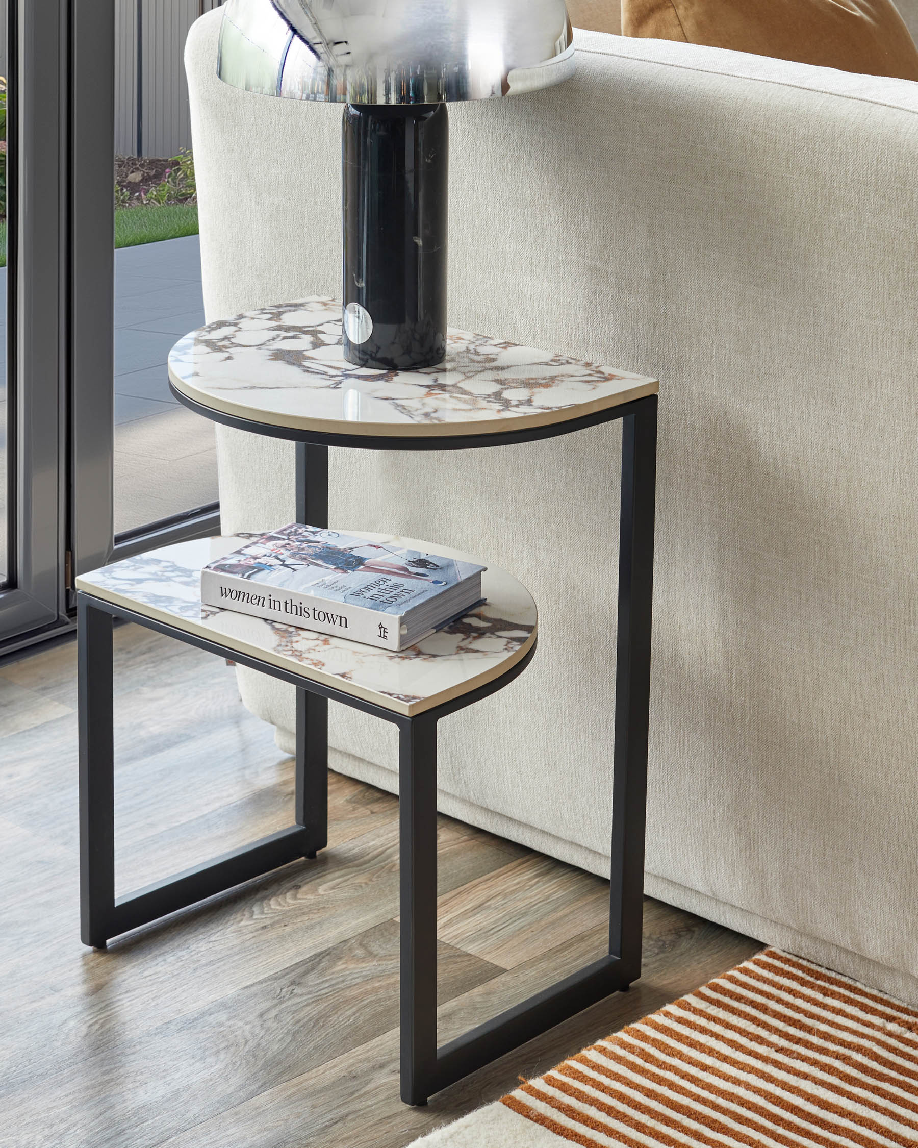 Demi white calacatta ceramic side table