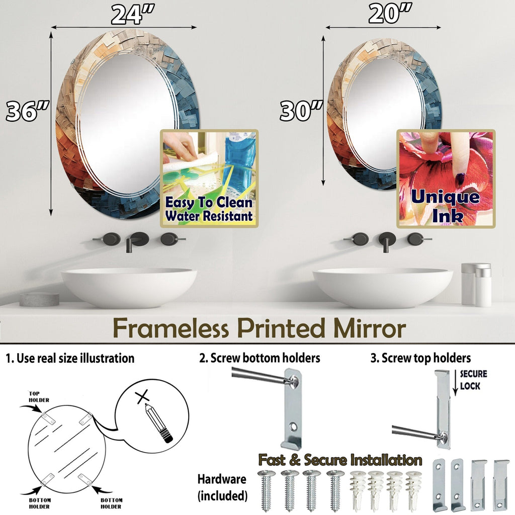 Designart Collaged Spiral Abstract Modern Wall Mirror