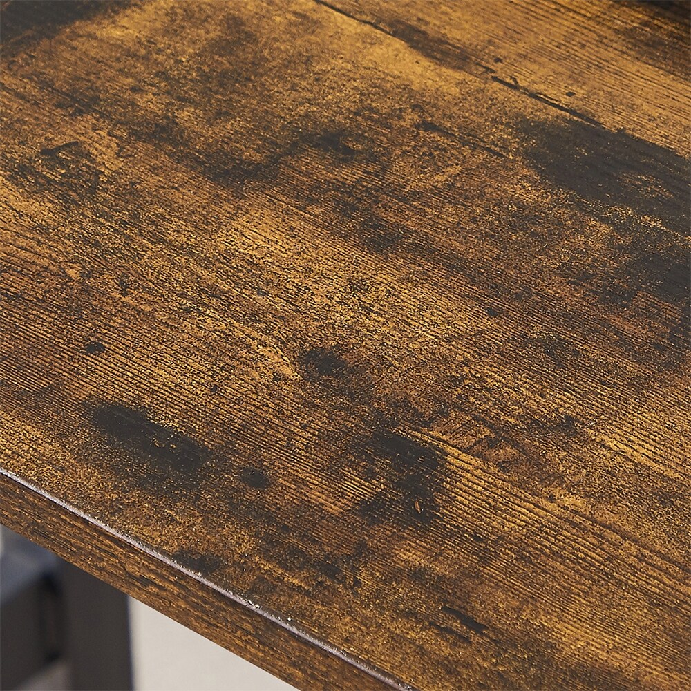 Dining Table Set, Wood Bar Table Set, Kitchen Table w/2 Benches - 3-Piece