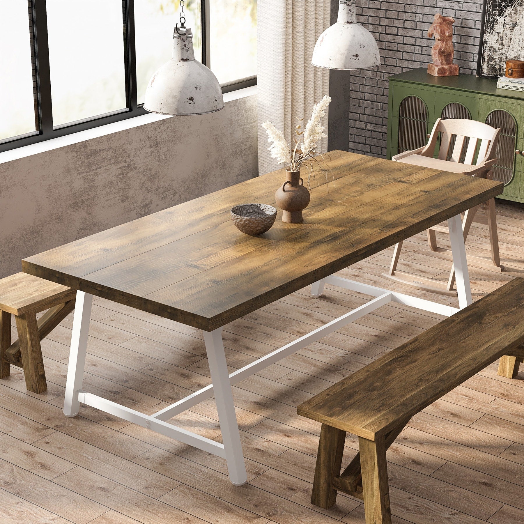 Dining Table for 8 People, 70.87-inch Rectangular Wood Kitchen Table