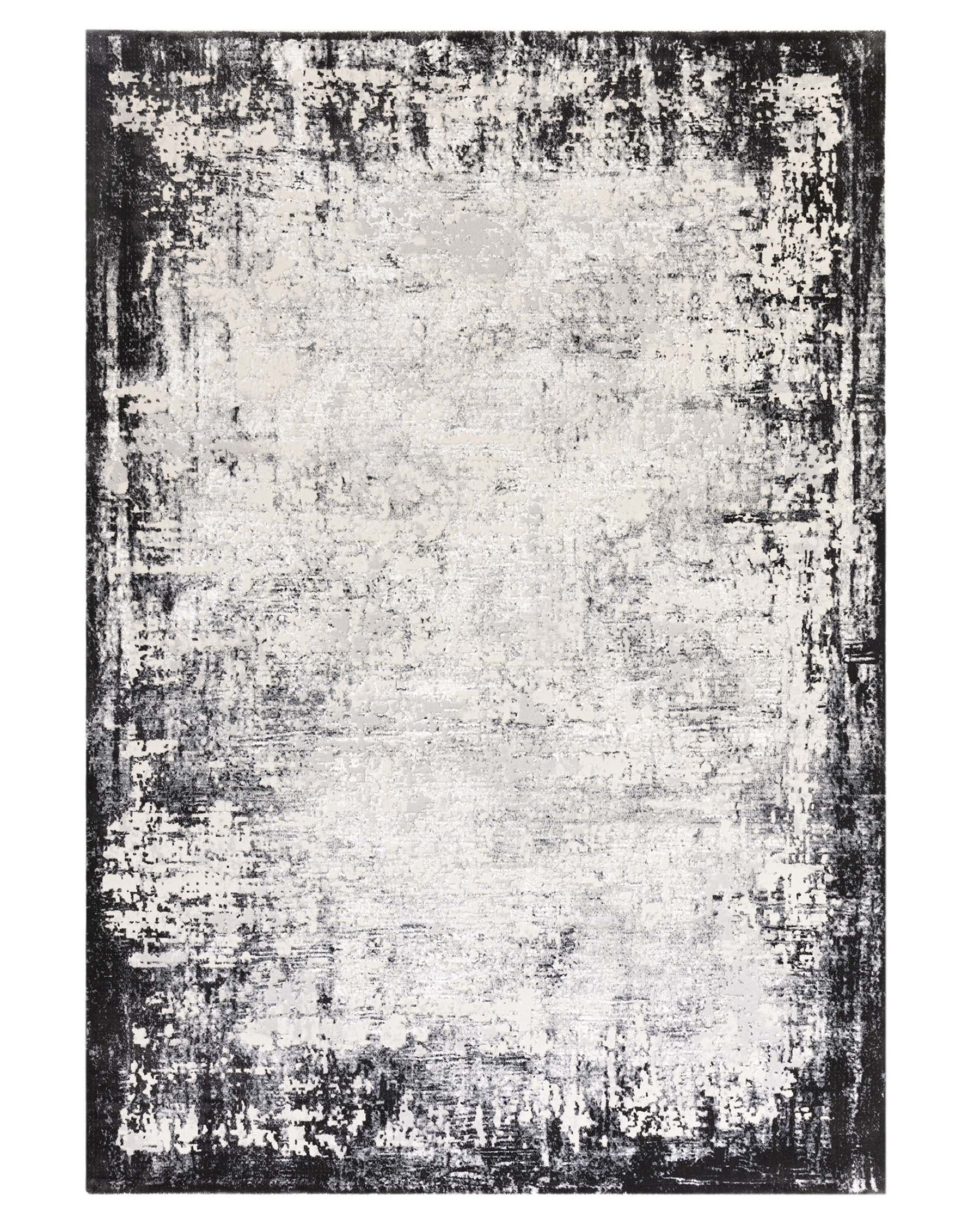 Distressed dark grey textured large rug