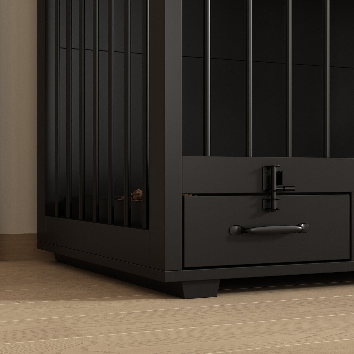 Dog Crate Furniture -Wooden Dog Kennel with Room Divider and 2 Drawers