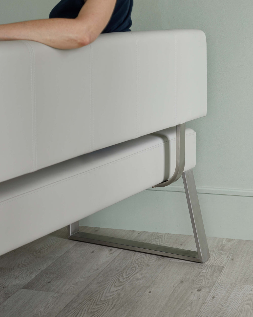 Dover Light Grey Faux Leather 3 Seater Bench With Backrest