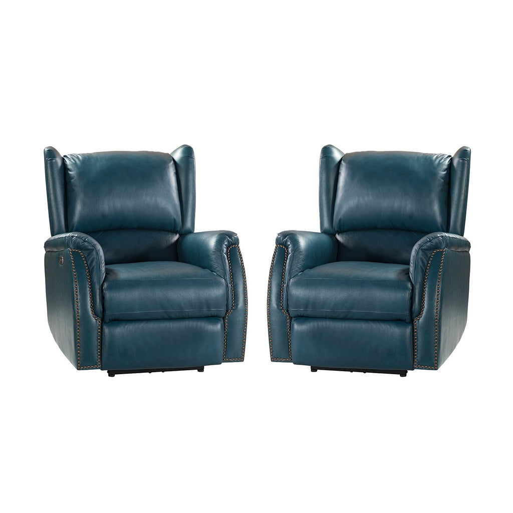 Eduardo Genuine Leather Power Recliner with USB Port Set of 2