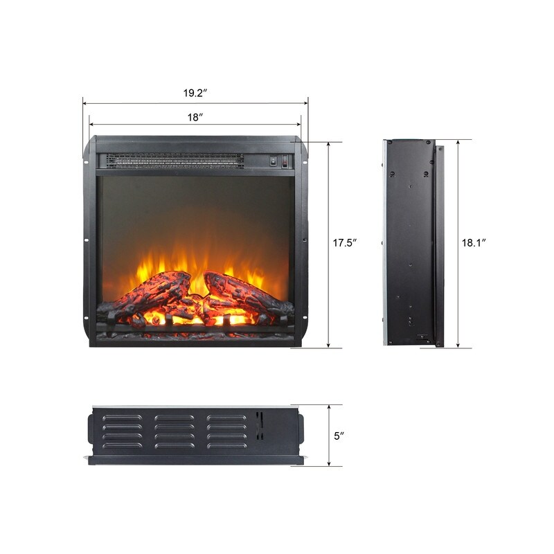 Electric Fireplace Insert with Adjustable Heating, Brightness, Timer and Overheat Protection, 1400W, CSA Listed