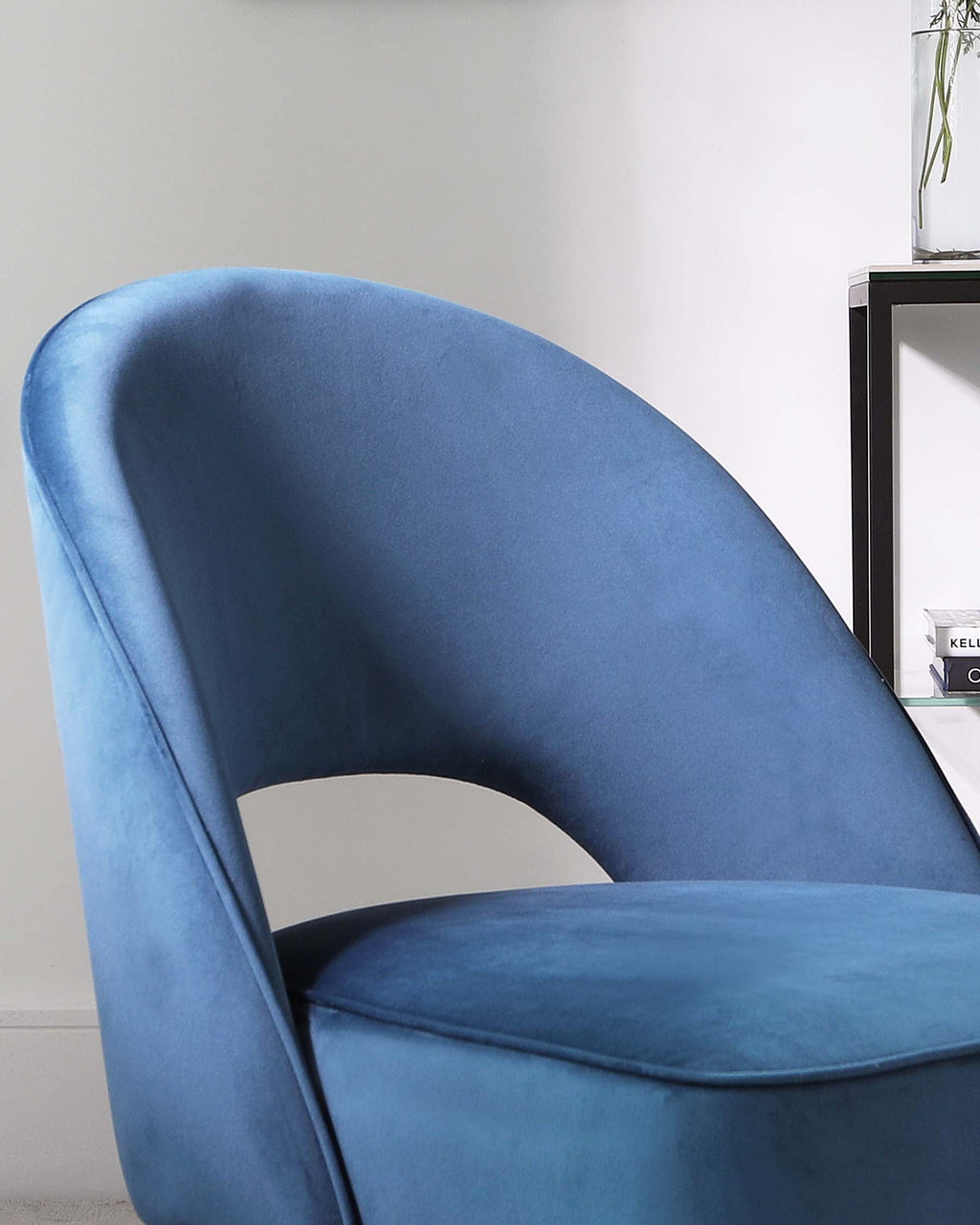 Clover Cantilever Dark Blue Velvet Accent Chair