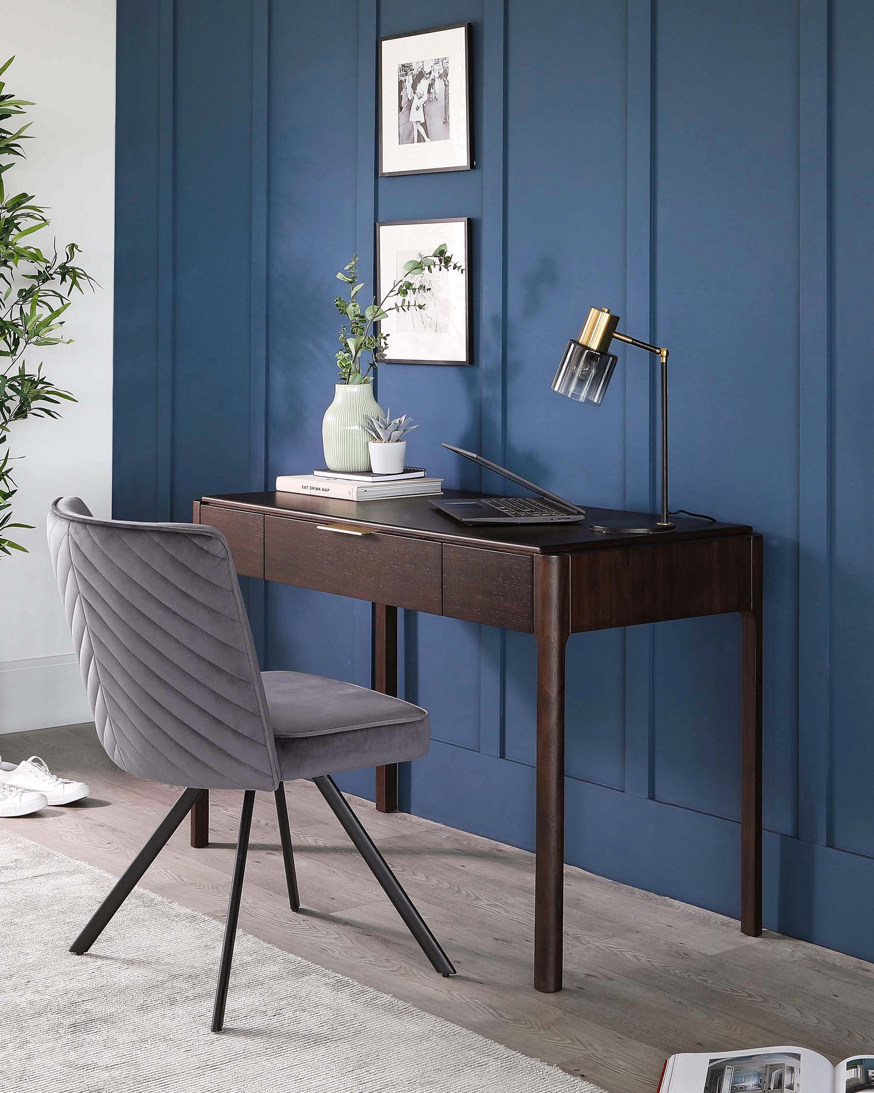 Serena Dark Grey Velvet Swivel Chair