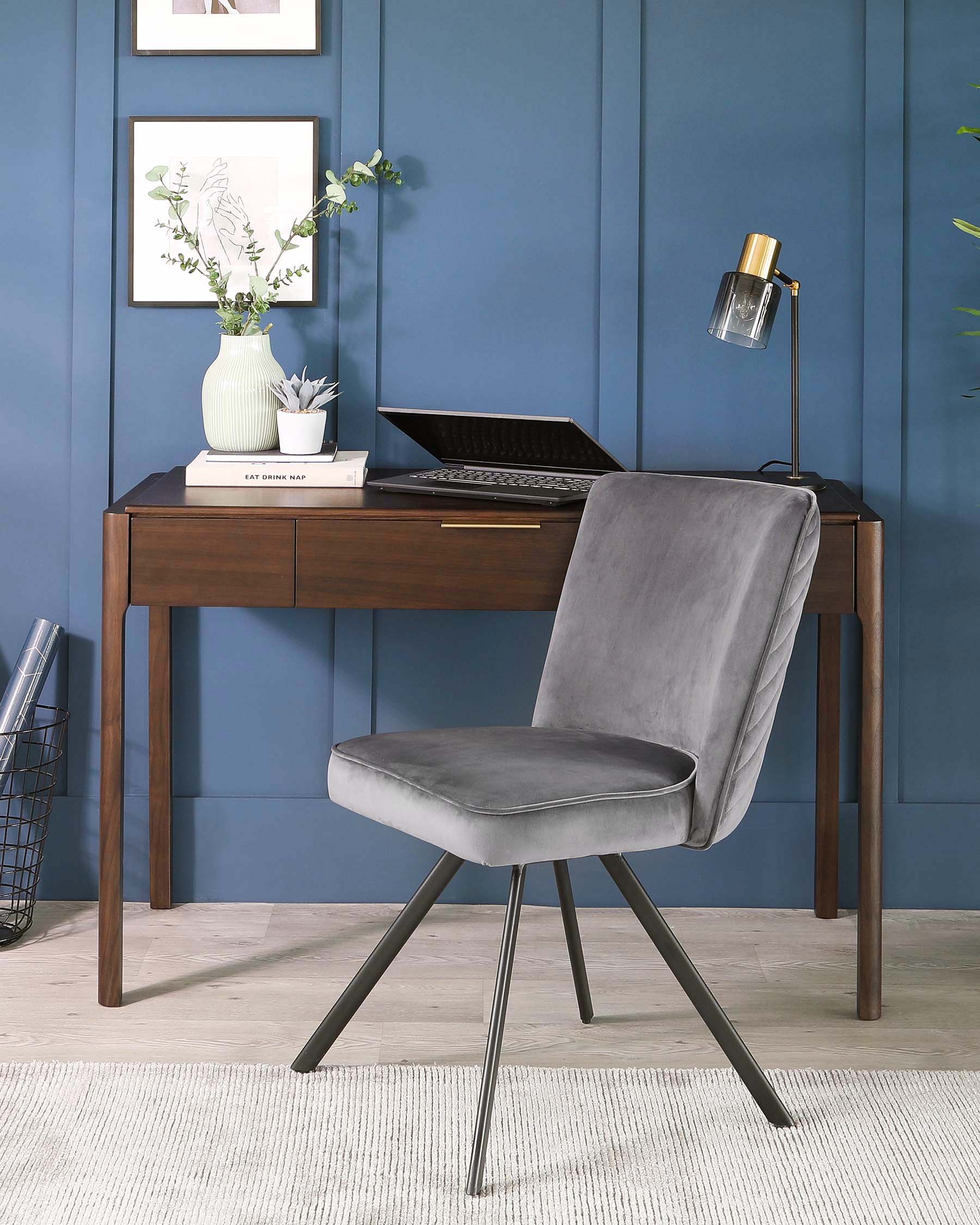 Serena Dark Grey Velvet Swivel Chair