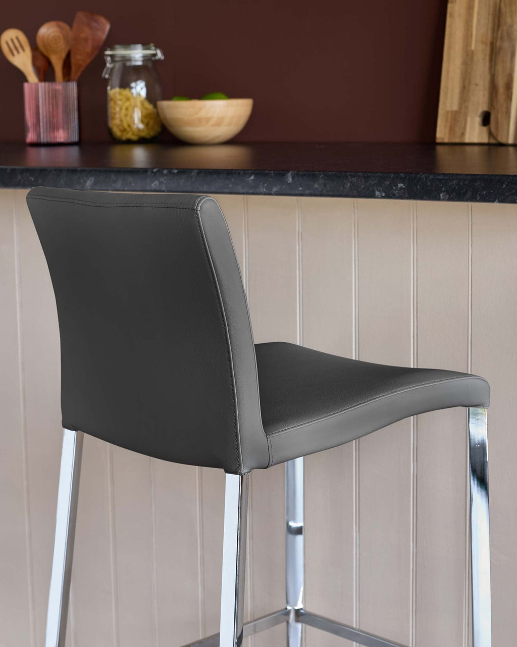 Elise Dark Grey Faux Leather Bar Stool