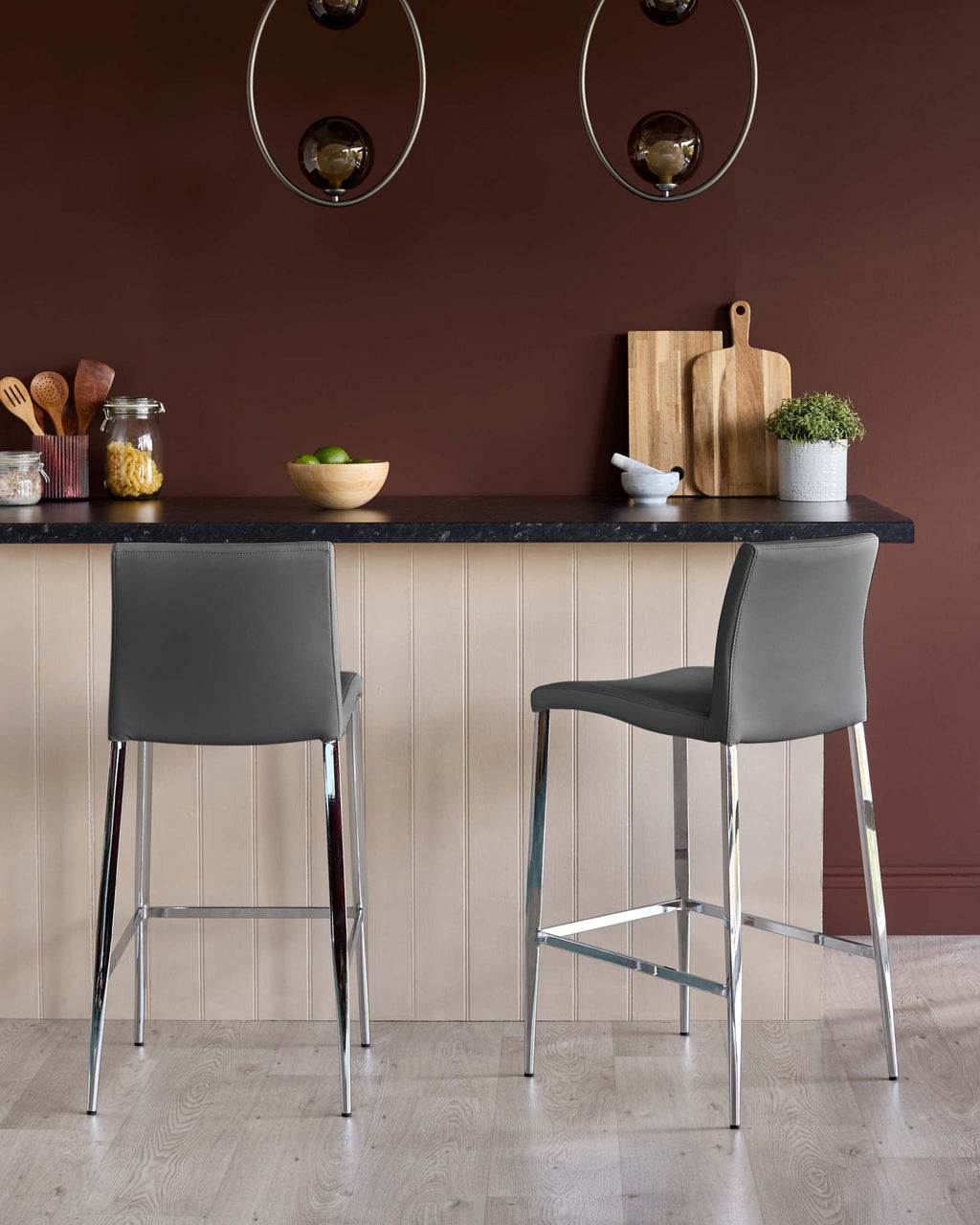 Elise Dark Grey Faux Leather Bar Stool