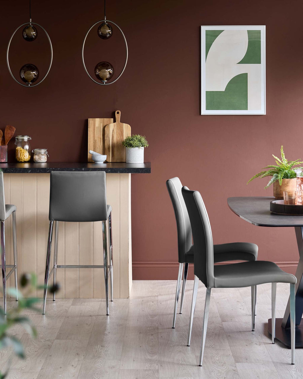 Elise Dark Grey Faux And Chrome Leather Dining Chair