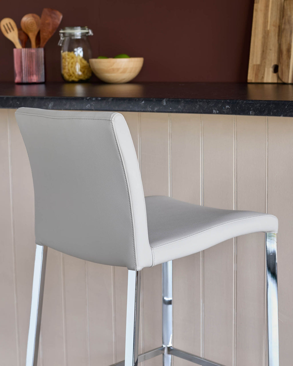 Elise Light Grey Faux Leather Bar Stool