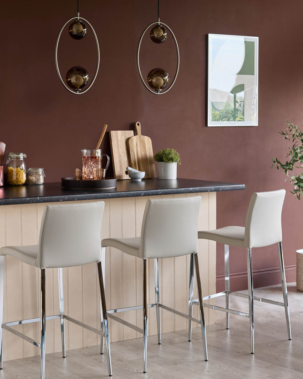 Elise Light Grey Faux Leather Bar Stool