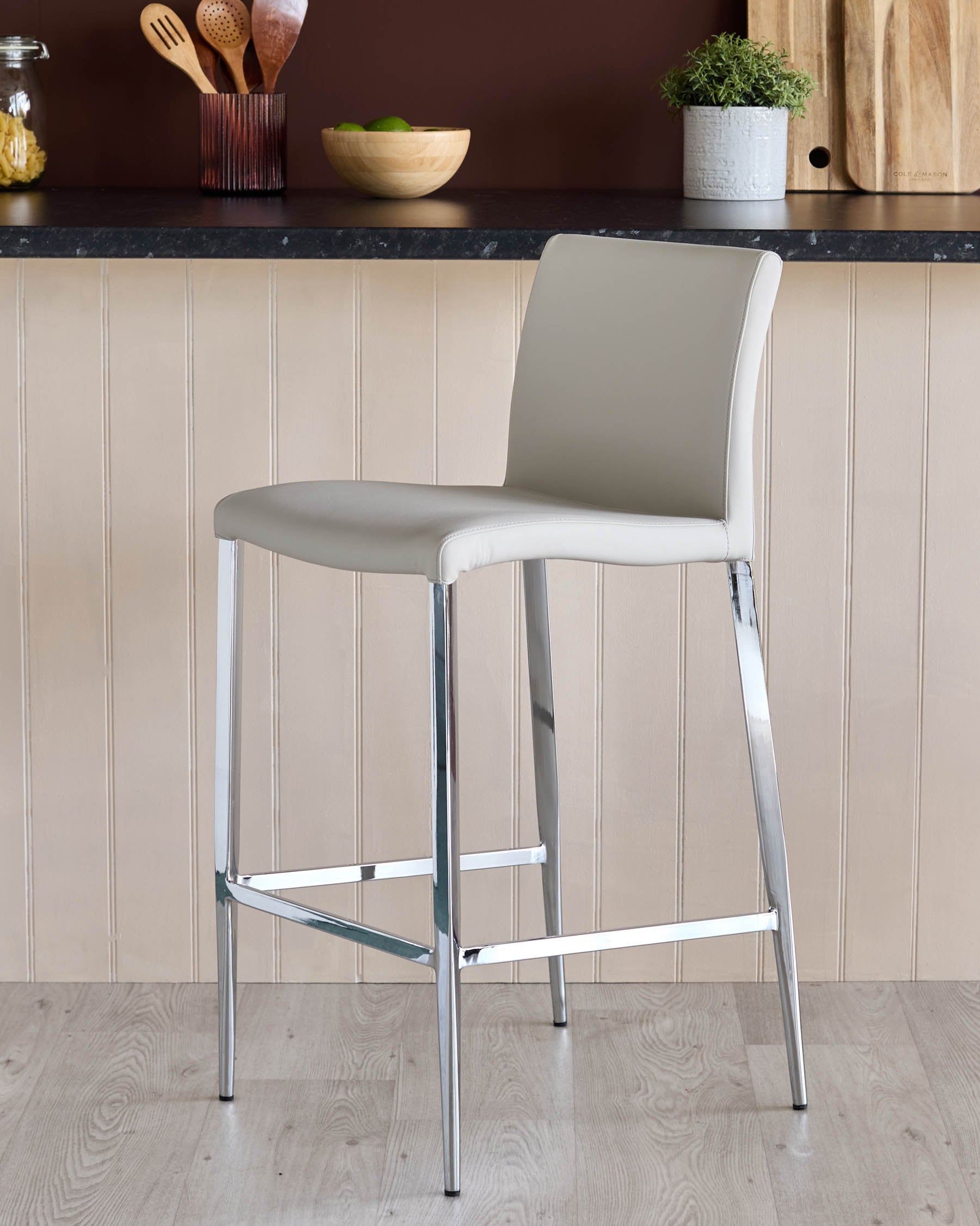 Elise Light Grey Faux Leather Bar Stool