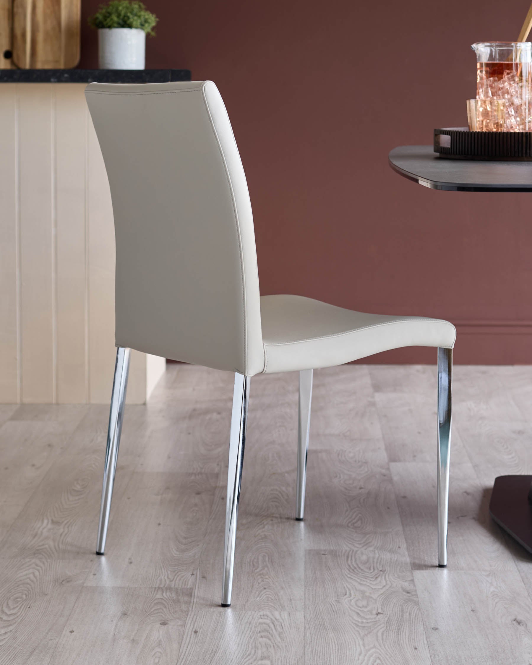 Elise Light Grey Faux Leather And Chrome Dining Chair