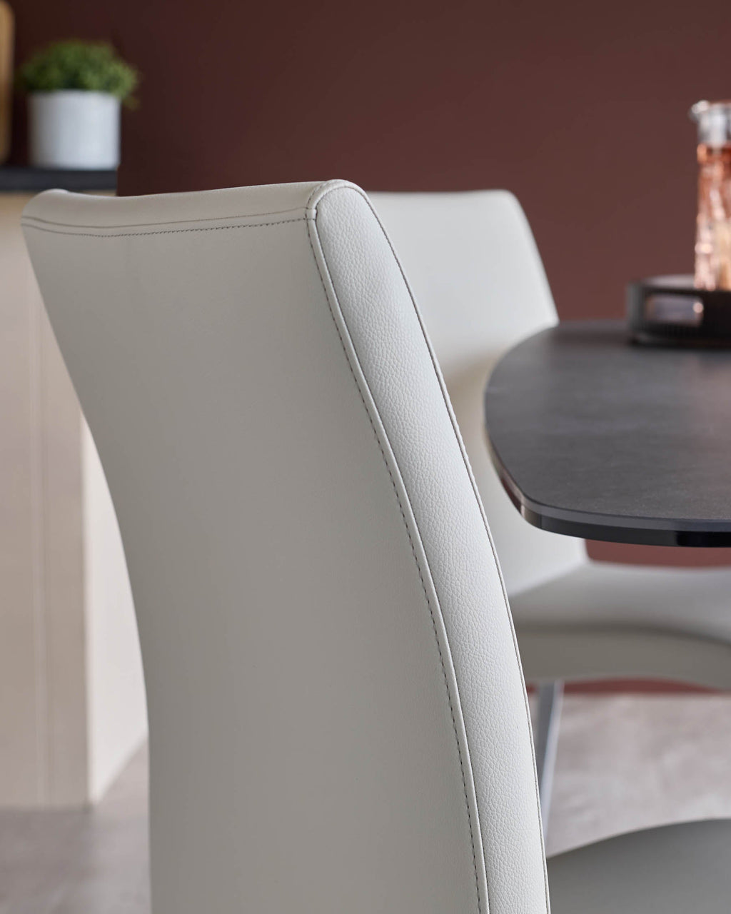 Elise Light Grey Faux Leather And Chrome Dining Chair