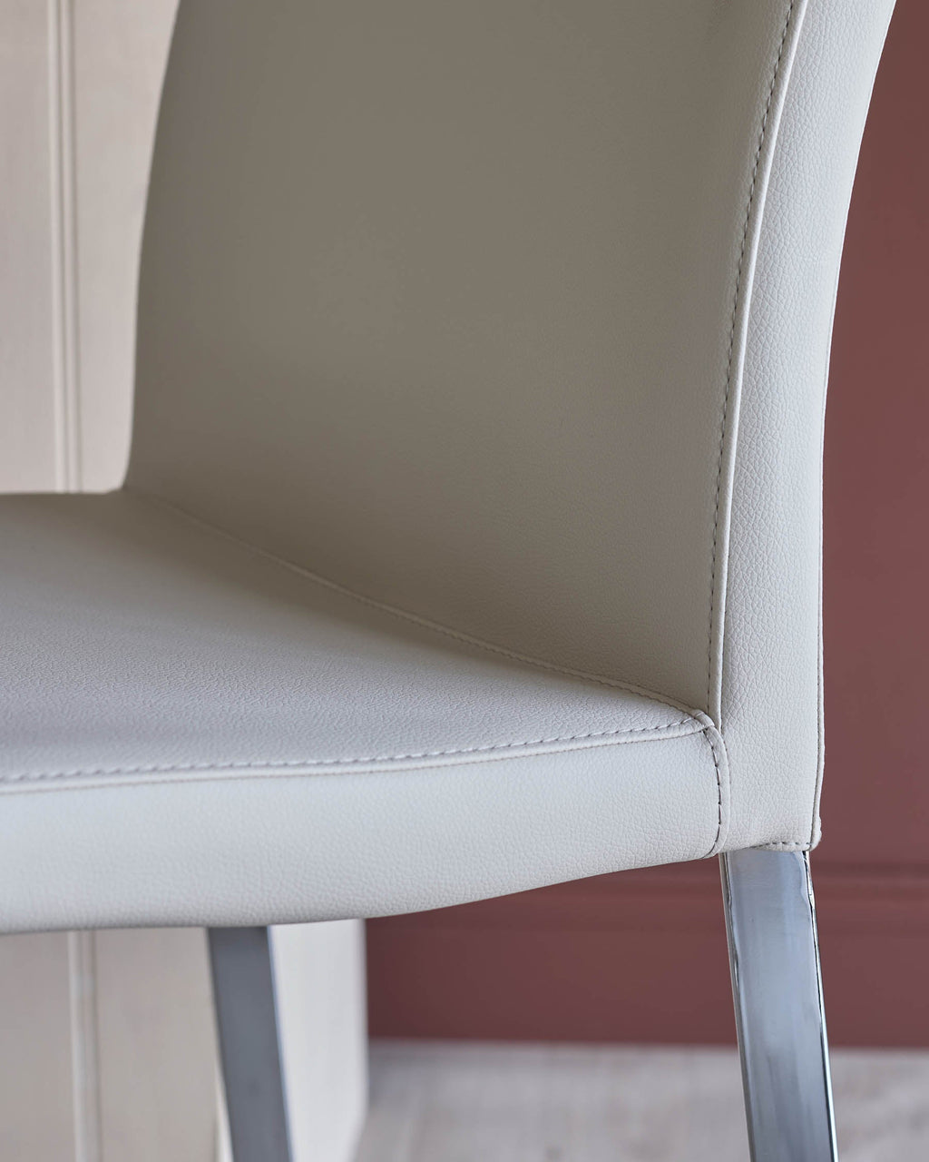 Elise Light Grey Faux Leather And Chrome Dining Chair