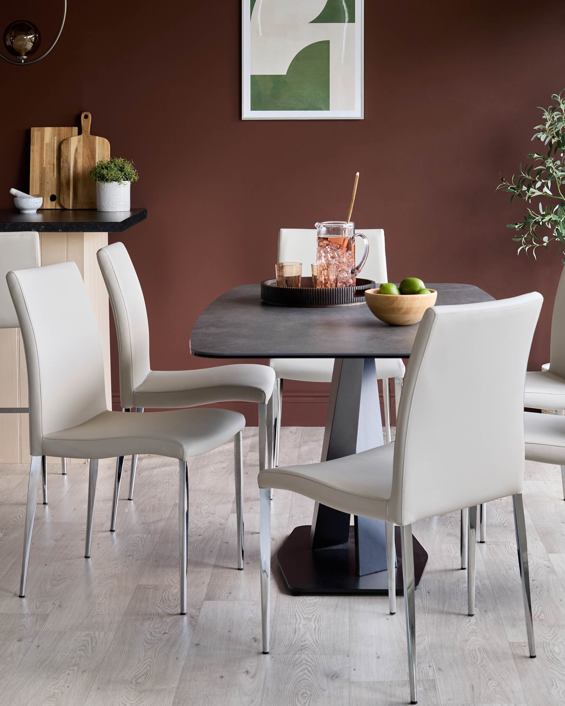 Elise Light Grey Faux Leather And Chrome Dining Chair