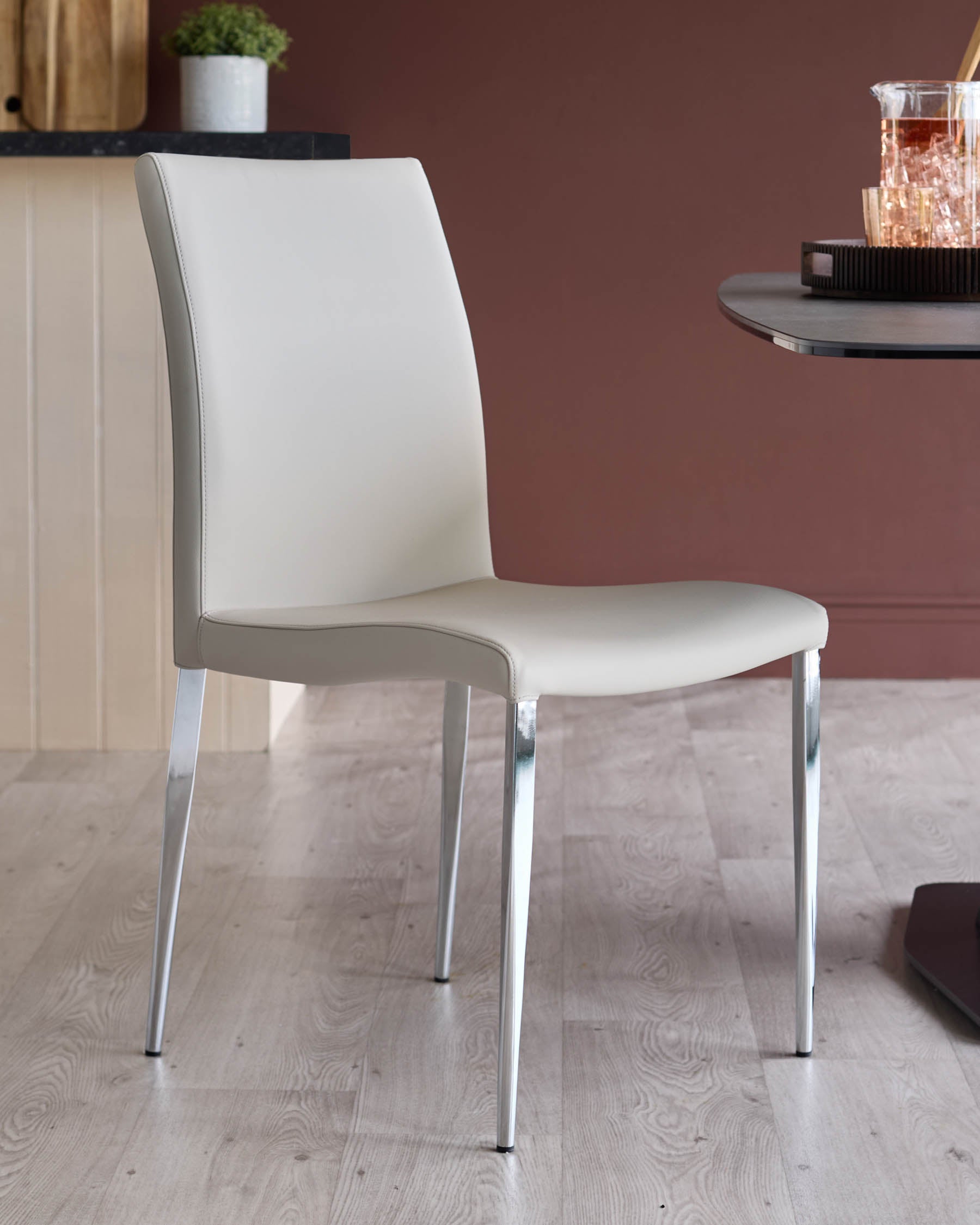 Elise Light Grey Faux Leather And Chrome Dining Chair
