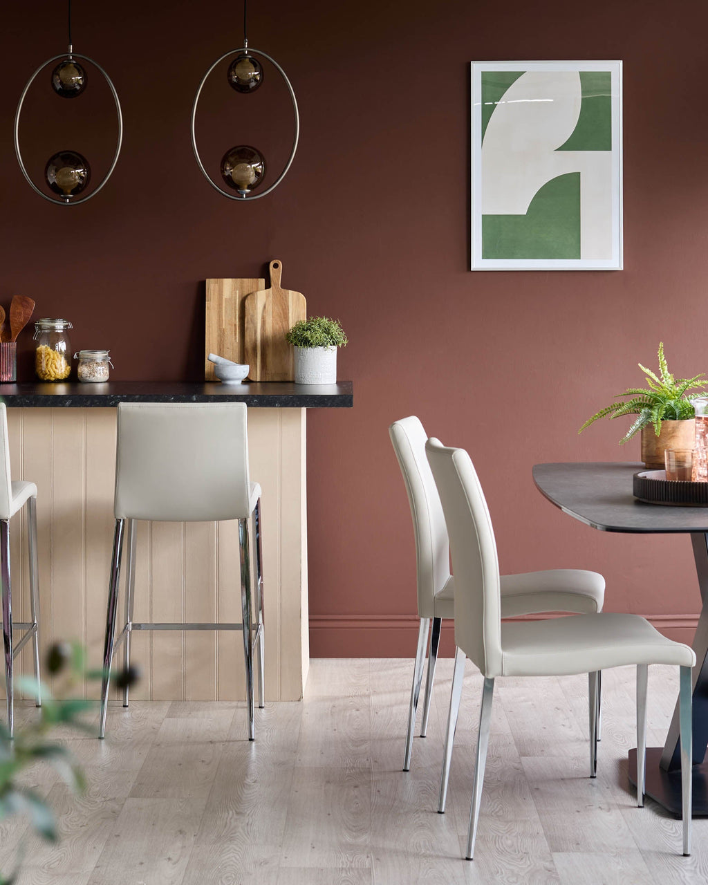 Elise Light Grey Faux Leather And Chrome Dining Chair