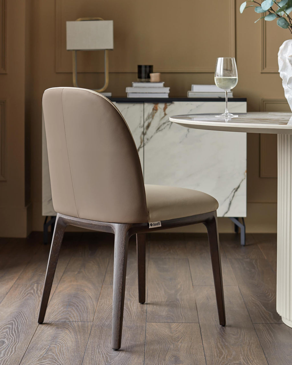 Austin natural ceramic 6 seater table and 6 Emerson dining chairs set