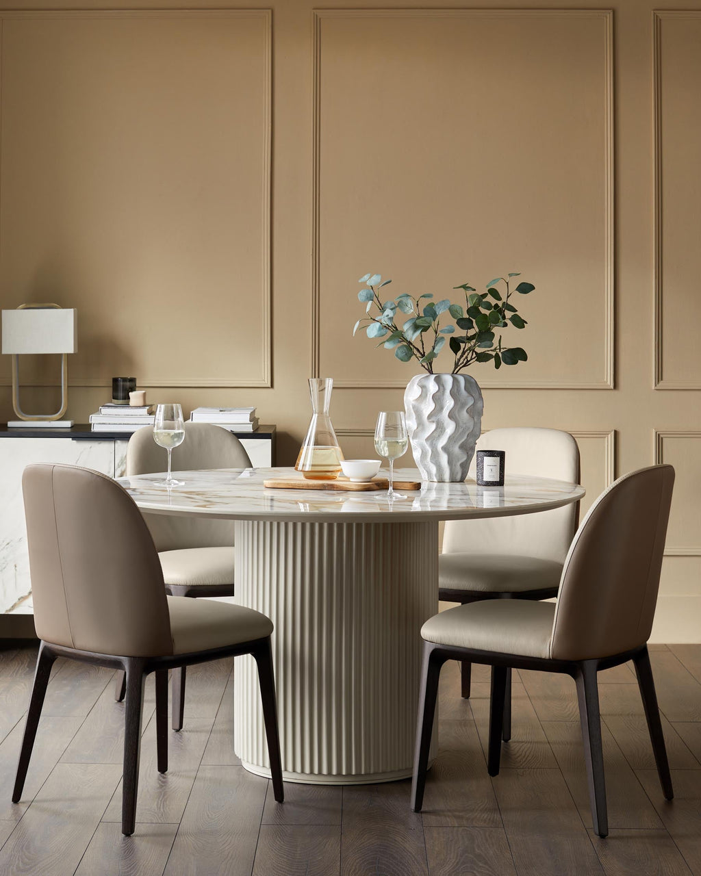 Emerson natural and mocha leather dining chair